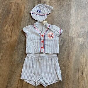 Vintage MLB New York Yankees Baby Baseball Uniform Set Pinstripe 3-6 Months